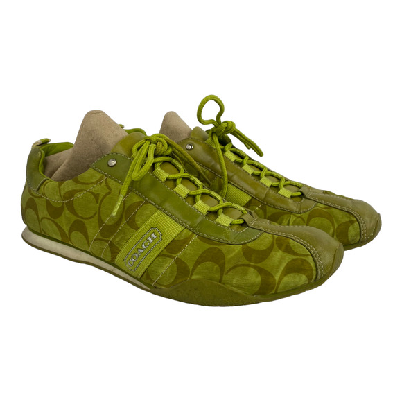 Coach Shoes - Coach Womens Logo Green Kelsie Sneakers Size 9 M